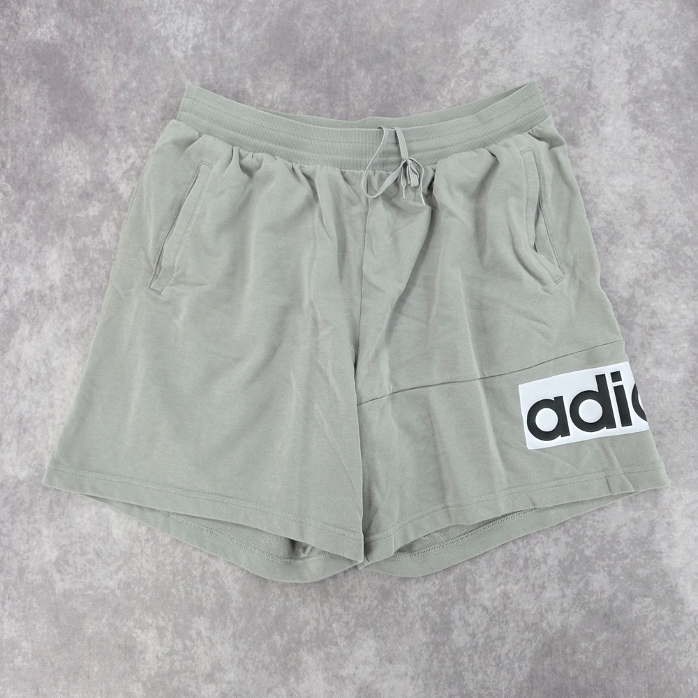 Adidas Athletic Shorts Mens XL Gray Fleece Lounge Big Logo Drawstring Stretch